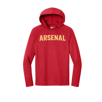 Arsenal Scarlet Hooded Shirt, Long Sleeve Arsenal Baseball Tee, Arsenal Baseball Spiritwear