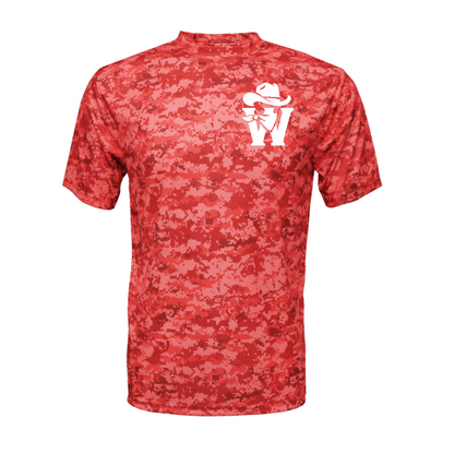 Red Digi Camo Wranglers Baseball Tee