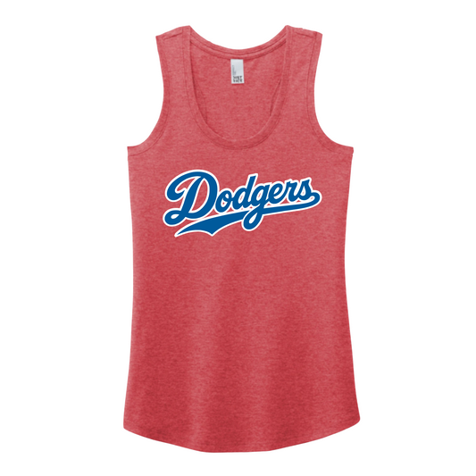 Red Leander Dodgers Women’s Tank Top | Lightweight Baseball Team Tank