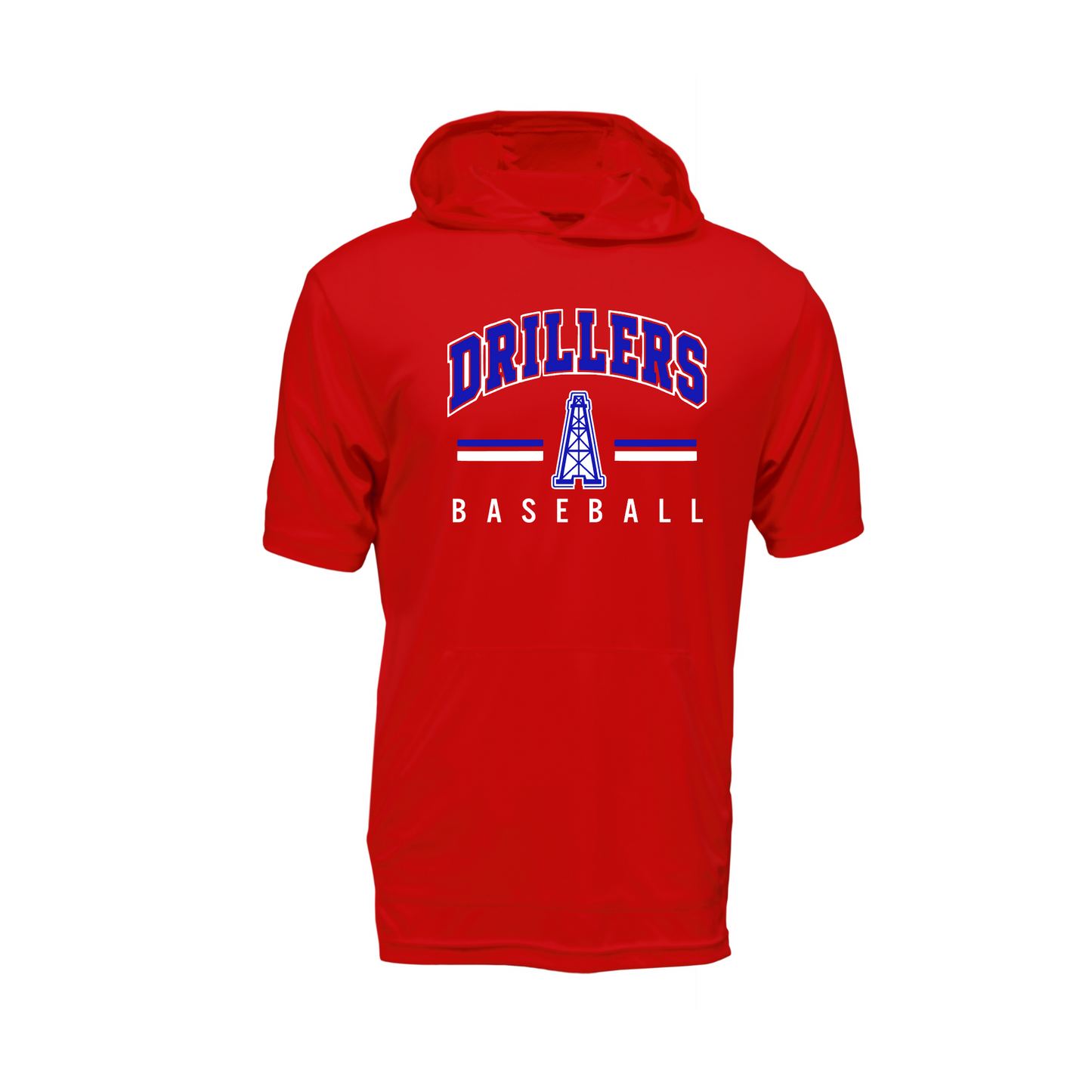 Red Drillers Baseball Short Sleeve Performance Hoodie