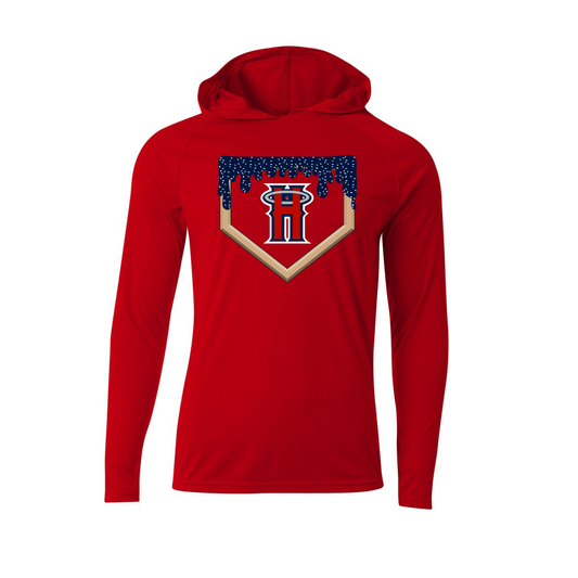 Red Ice Cream Hooded Shirt, Hutto Angels Drip Tee, Long Sleeve Hooded Angels Baseball