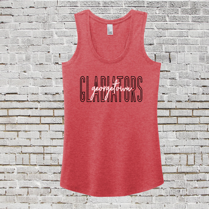 Georgetown Gladiators Baseball Tank Top, Gladiators Baseball Tee, Gladiators White Tank, Gladiators Womens Shirt