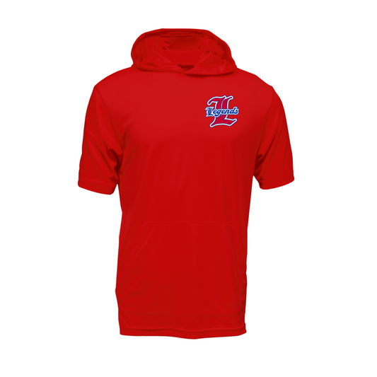 Leander Legends Baseball Red Short Sleeve Performance Hoodie