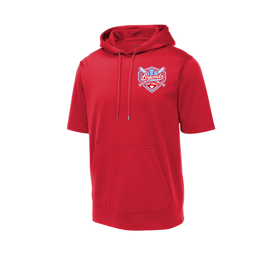 Legends Softball Short Sleeve Hoodie | Red Performance Pullover