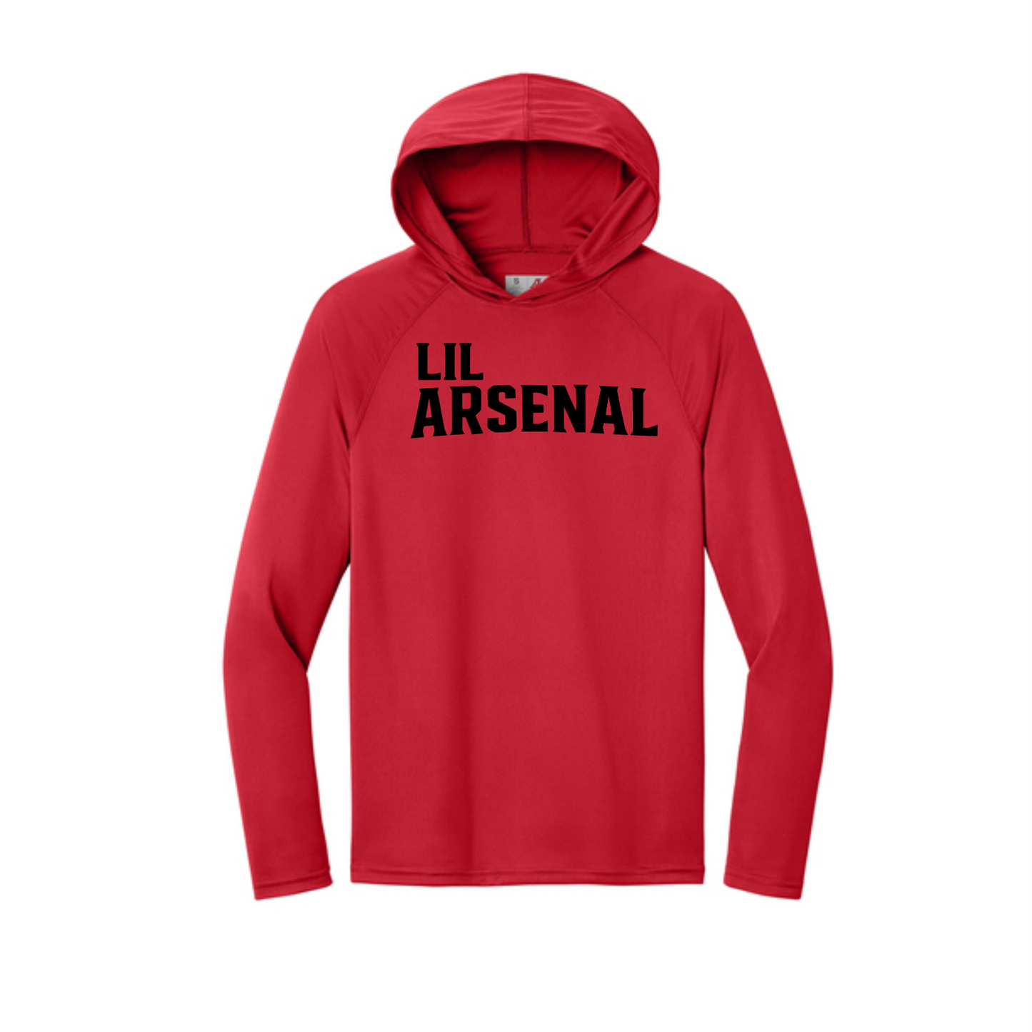 Lil Arsenal Scarlet Hooded Shirt, Long Sleeve Arsenal Baseball Tee, Arsenal Baseball Spiritwear