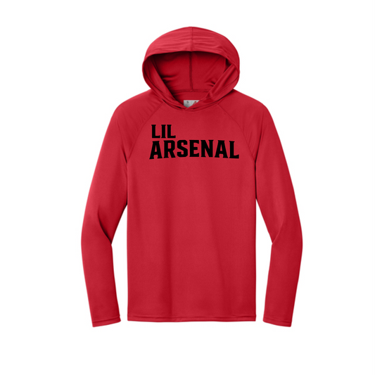 Lil Arsenal Scarlet Hooded Shirt, Long Sleeve Arsenal Baseball Tee, Arsenal Baseball Spiritwear