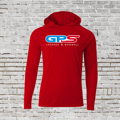 Red Legends Hooded Shirt, Drifit Hoodie Red Tee, Legends Baseball Drifit