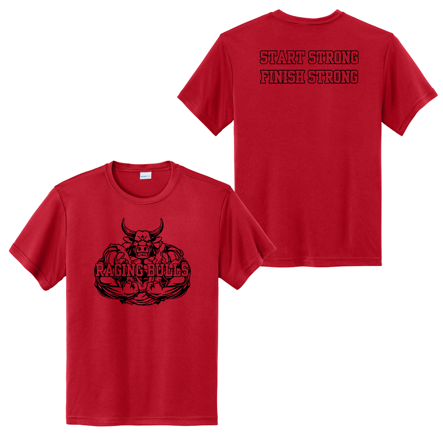 Raging Bulls “Start Strong Finish Strong” Power Tee – Red