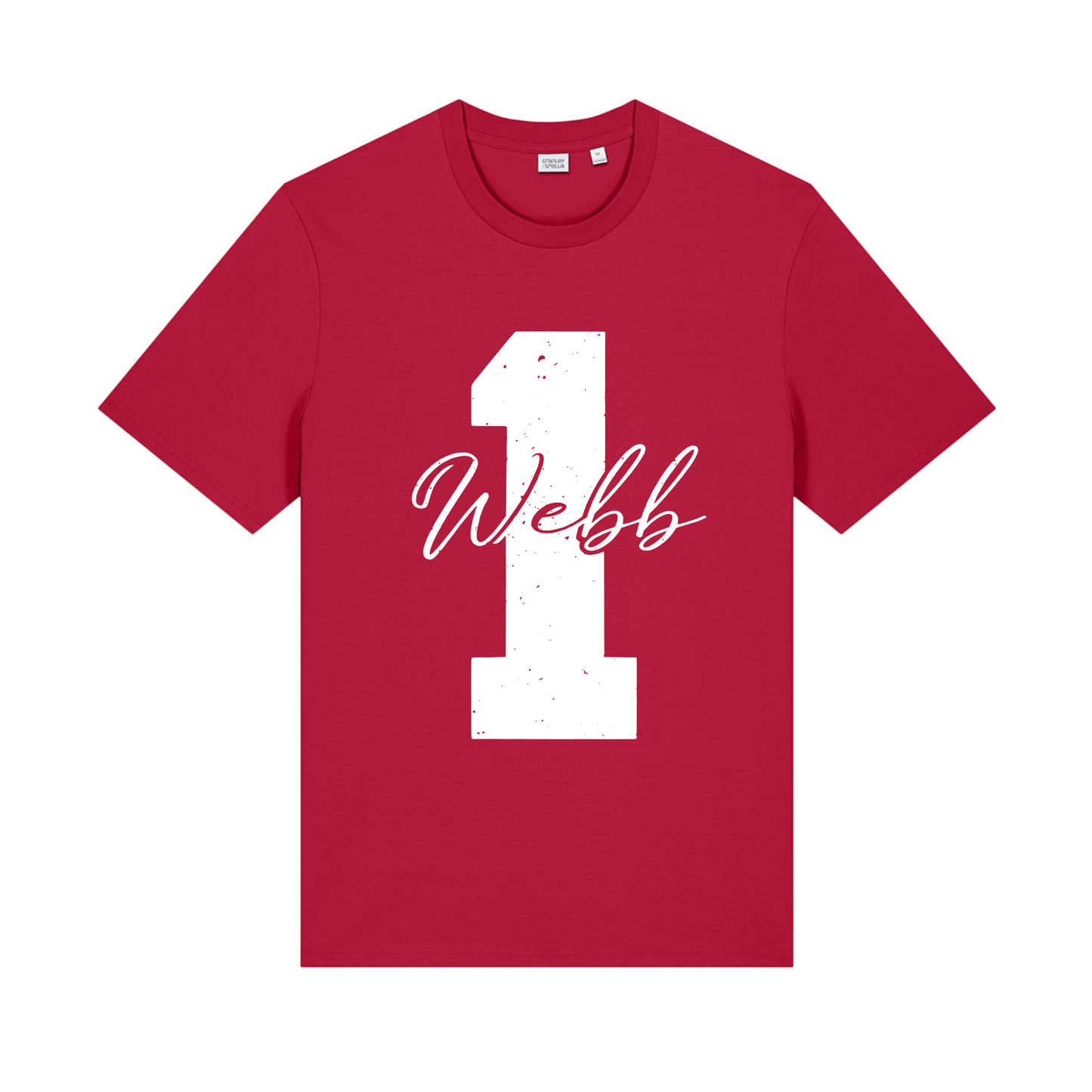 Custom Player Number & Name Shirt – Distressed Varsity Style (Red)
