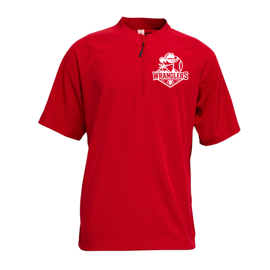 Short Sleeve Red Cage Jacket – Wranglers Baseball Logo | Team Warm-Up Top