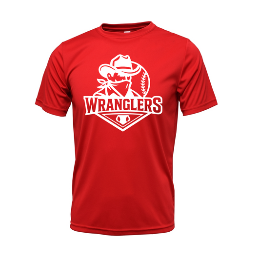 Red Wranglers Baseball Drifit Tee