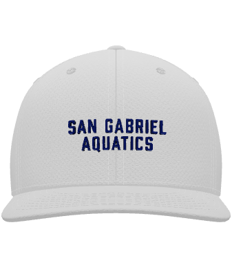 PREORDER San Gabriel Aquatics Flex Fit Cap, White SGA Swim Hat, San Gabriel Hat