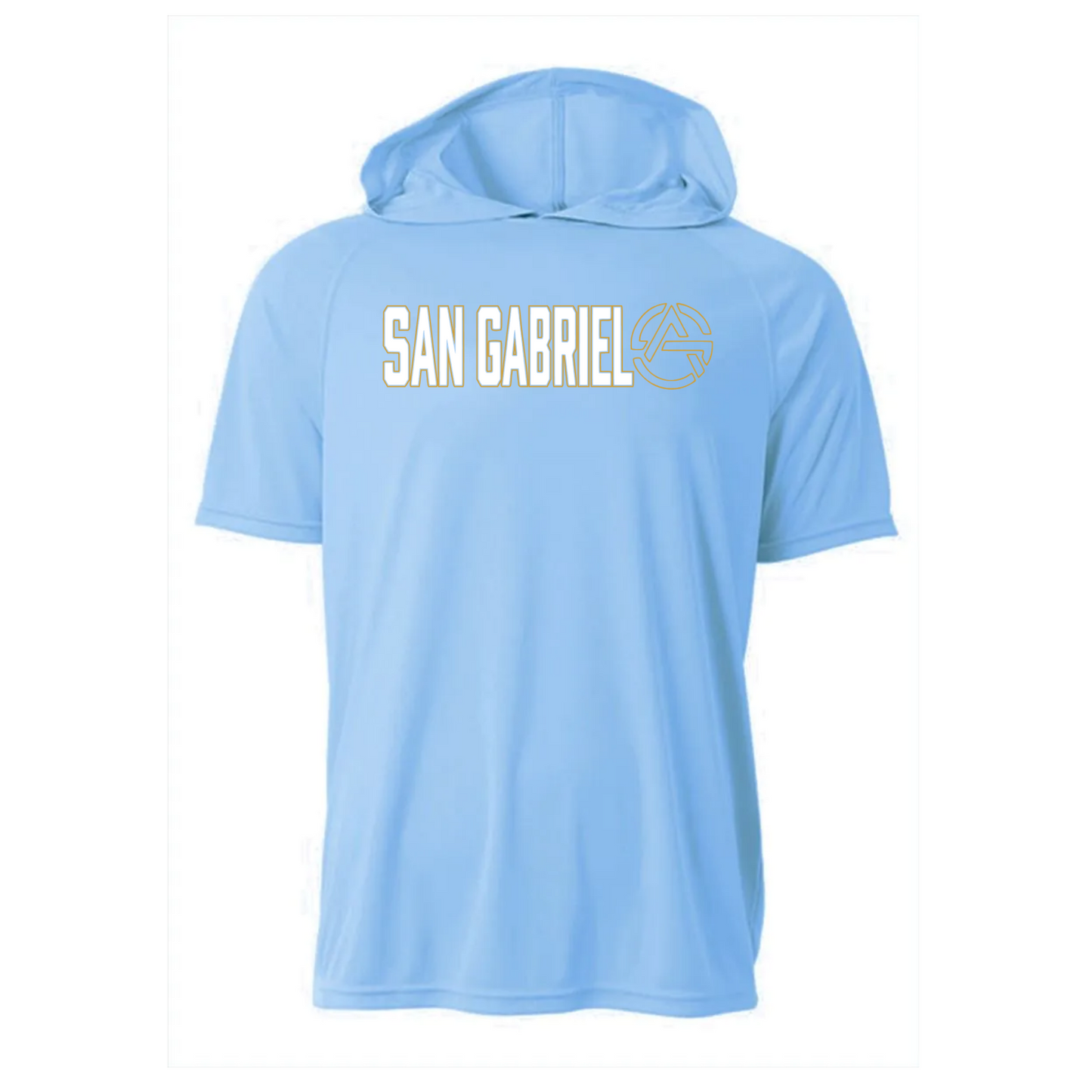 San Gabriel Aquatics Hooded Performance Tee – Carolina Blue