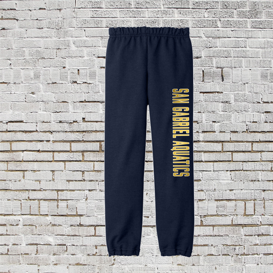 San Gabriel Aquatics Navy Cotton Sweatpants, SGA Pants, San Gabriel Swim Sweats