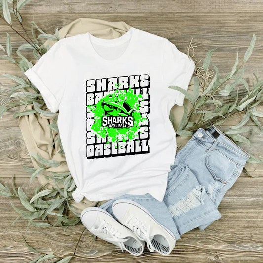 White Shark Baseball Tshirt, Bella and Canvas Tee, Sharks Baseball Shirt