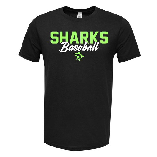 Sharks Baseball Black Tshirt, Sharks Baseball Tee, Sharks Baseball Spiritwear