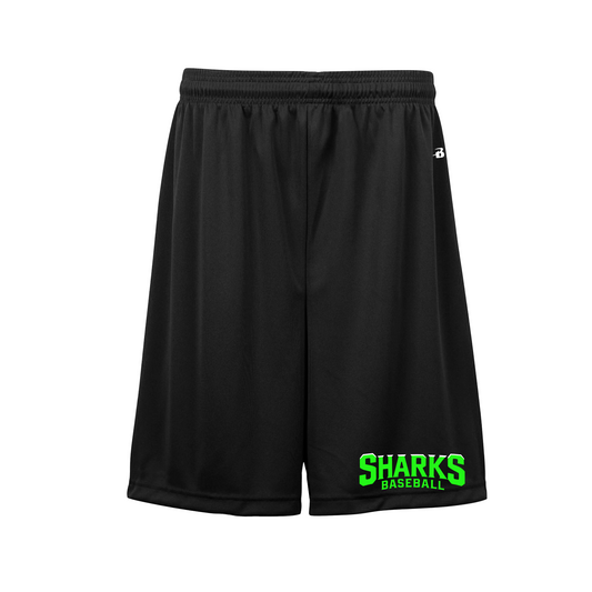 Black Sharks Baseball Training Shorts, Black Baseball Shorts, Mens Running Shorts