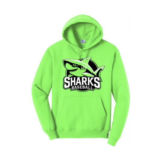 Sharks Baseball Hoodie, Green Sharks Hoodie, Sharks Baseball Sweatshirt