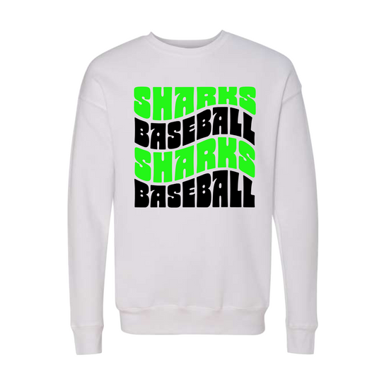 Sharks Baseball White Fleece, Sharks Baseball Sweatshirt, White Crewneck Sweatshirt