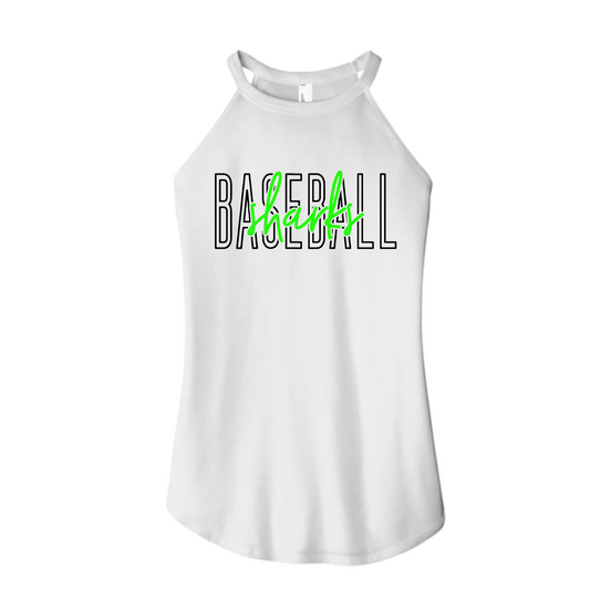 White Sharks Baseball Tank Top, Women's Tank, Rocker District Party Sharks Baseball Sleeveless Shirt