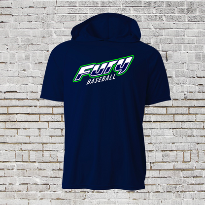 Fury Short Sleeve Hooded Shirt, Fury Baseball Logo Short Sleeve Hoodie, Fury Spiritwear