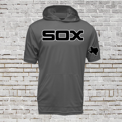 Hooded Gray Sox Baseball T-shirt, Sox Baseball Gray Shirt, Long sleeve Sox Baseball Tee