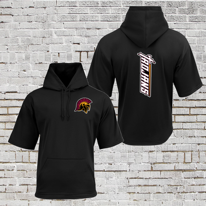 Short Sleeve Fleece Hoodie Trojans Baseball, Trojans Hooded Tee, Trojans Baseball Sweatshirt