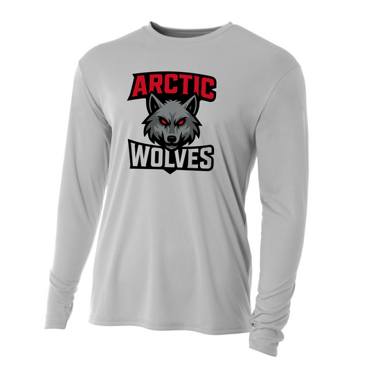 Arctic Wolves Long Sleeve Tee, Silver Arctic Wolves Hockey Tshirt