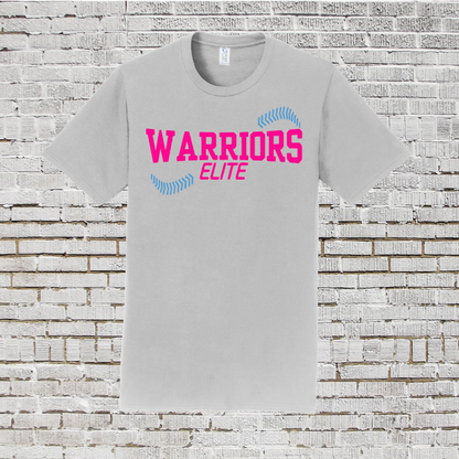 Warriors Elite Softball Tee, Silver Warriors Softball Tshirt, Gray Long Sleeve Warriors Elite Tee