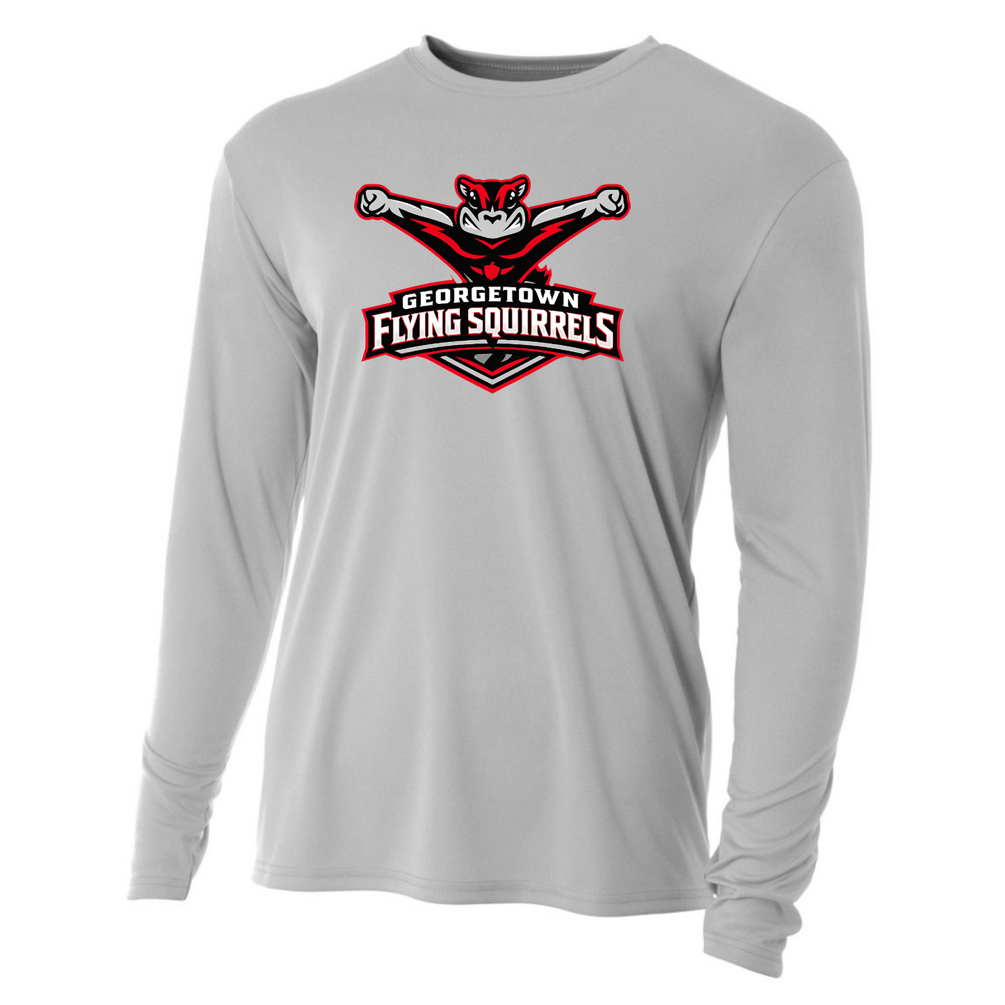 Silver Long Sleeve Flying Squirrels Performance Shirt