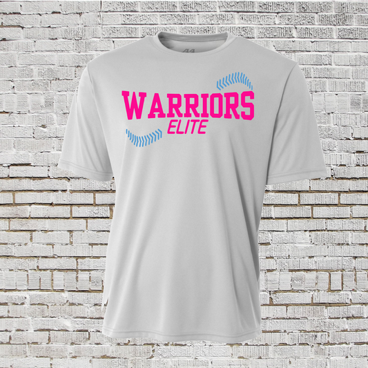 Warriors Elite Softball Tee, Silver Warriors Softball Tshirt, Gray Long Sleeve Warriors Elite Tee