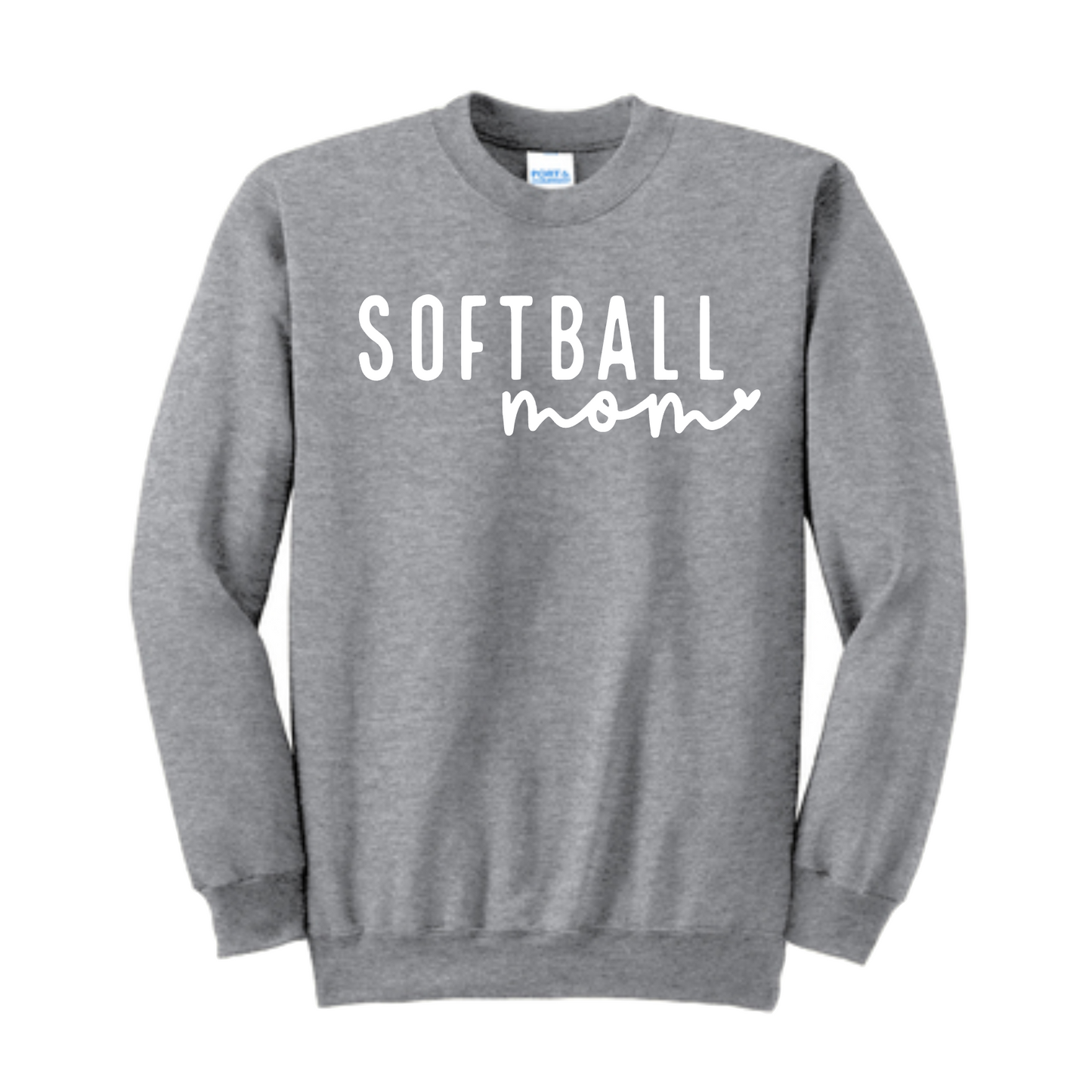 Softball Mom Sweatshirt, Gray Softball Mom Crewneck Sweatshirt, Softball Sweatshirt