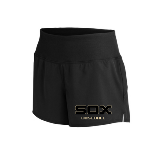 Black Sox Baseball Womens Shorts, Sox Baseball Shorts, Ladies Sox Baseball Running Shorts