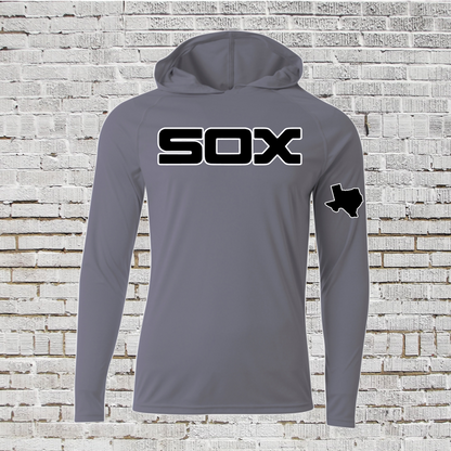 Hooded Gray Sox Baseball T-shirt, Sox Baseball Gray Shirt, Long sleeve Sox Baseball Tee