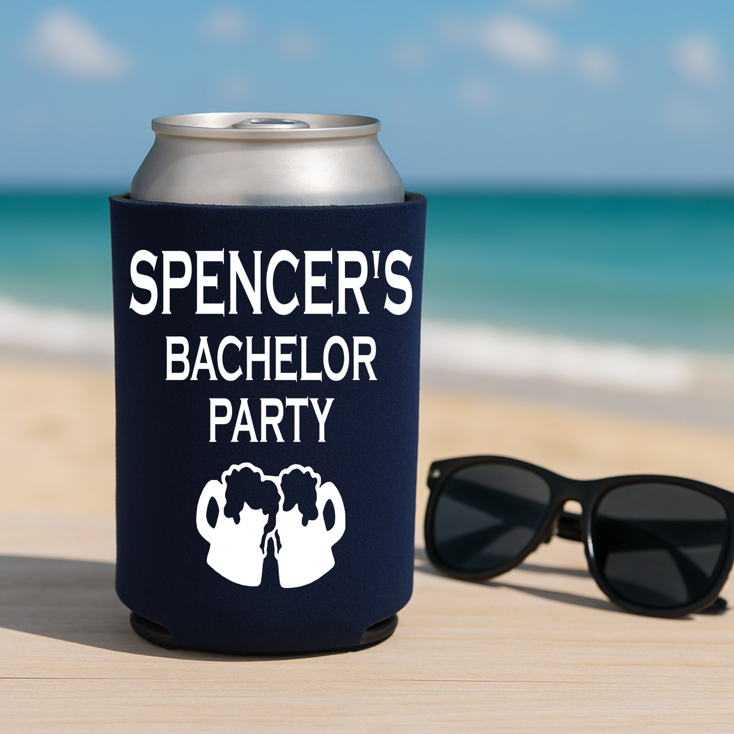 Bachelor Party koozies – Personalized Bachelor Weekend Can Coolers, Custom Name, City & Date, Fort Lauderdale / Florida Trip Favors