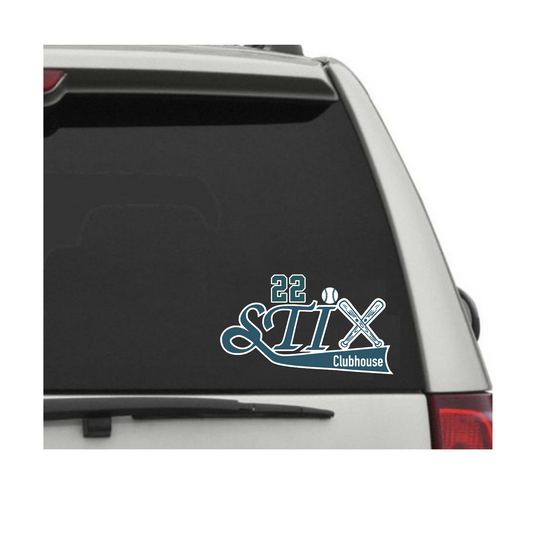 STIX Clubhouse SoftballWindow Decal, Number Car Decal, Stix Window Sticker