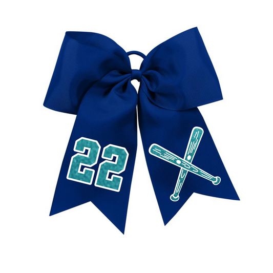 Glitter Navy Hairbow, STIX Softball Hair Bow