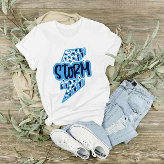 White Hutto Storm Baseball Tshirt, Storm Bolt Tee, Storm Bella and Canvas Shirt
