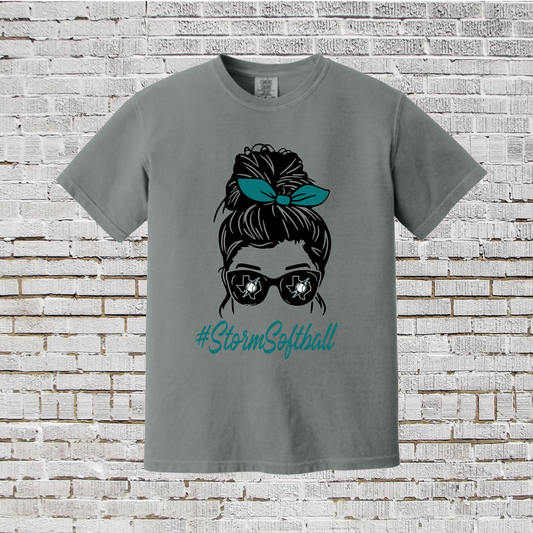 Comfort Colors Storm Softball Tee, Gray Storm Softball Mom Tee, Storm Softball Tshirt