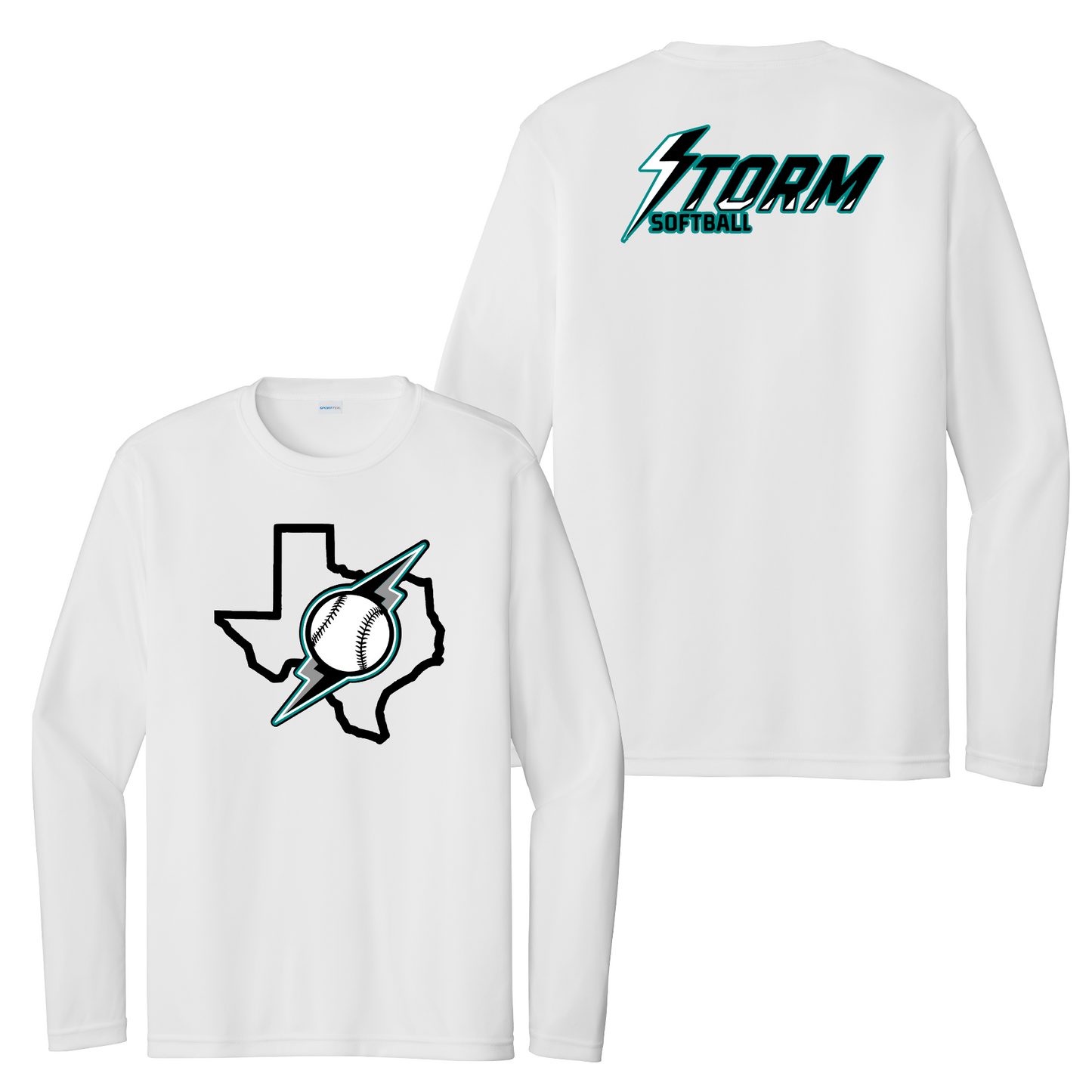 White Long Sleeve Texas Storm Shirt, Storm Softball Texas Shirt, Storm Softball Tee