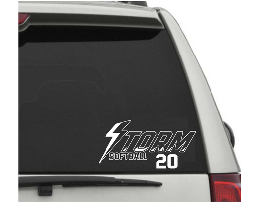Storm Softball Window Decal, Number Car Decal, Storm Window Sticker