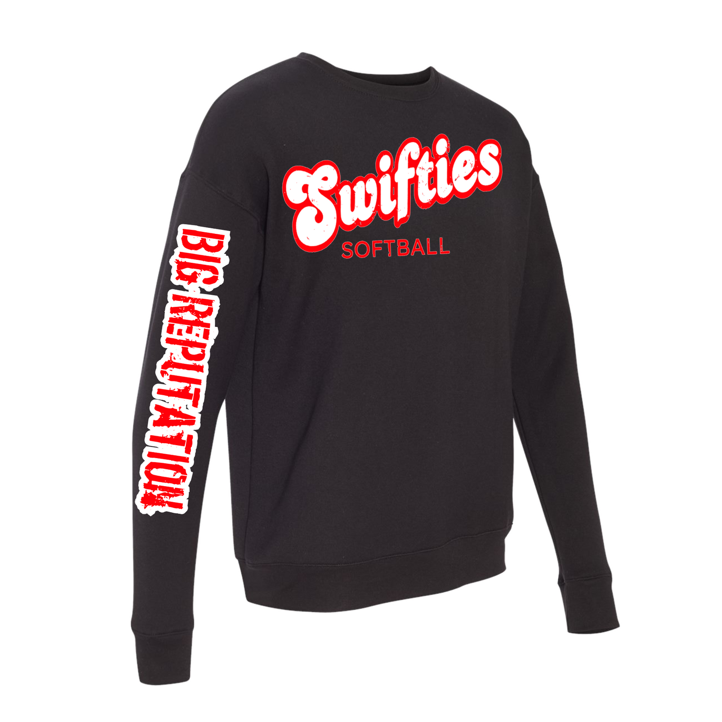 Swifties Softball Crewneck, Black Swifties Softball Sweatshirt, Swifties Big Reputation