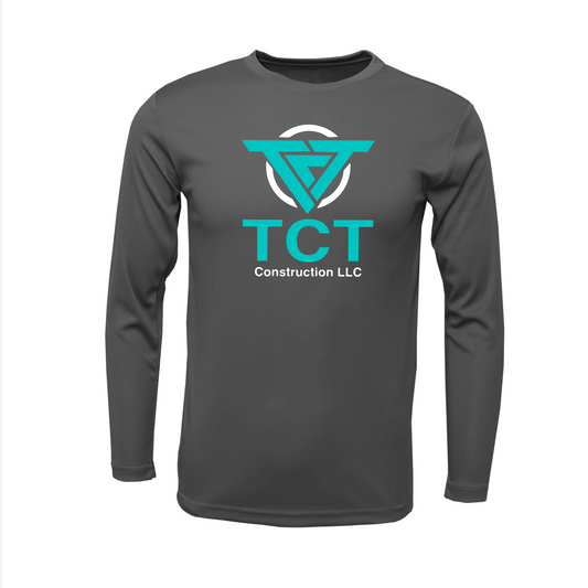 Charcoal TCT Construction Performance Shirt, Long Sleeve TCT Shirt, TCT Construction Drifit