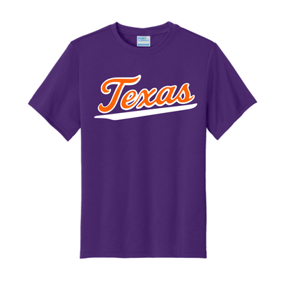 Purple DriFit Texas Script Shirt – Texas Bulldogs Select Baseball | Performance Baseball Training Tee