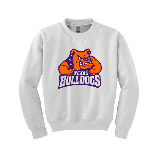 Texas Bulldogs White Crewneck Sweatshirt | Baseball Spirit Wear Sweatshirt