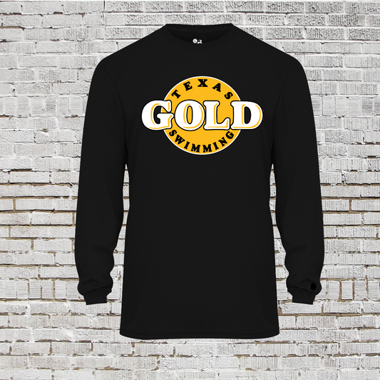 Texas Gold Bubble Logo Tshirt, Black Texas Gold Tee, Texas Gold Swimming Shirt