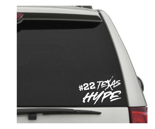 Texas Hype Softball Window Decal, Number Car Decal, Hype Softball Number Decal