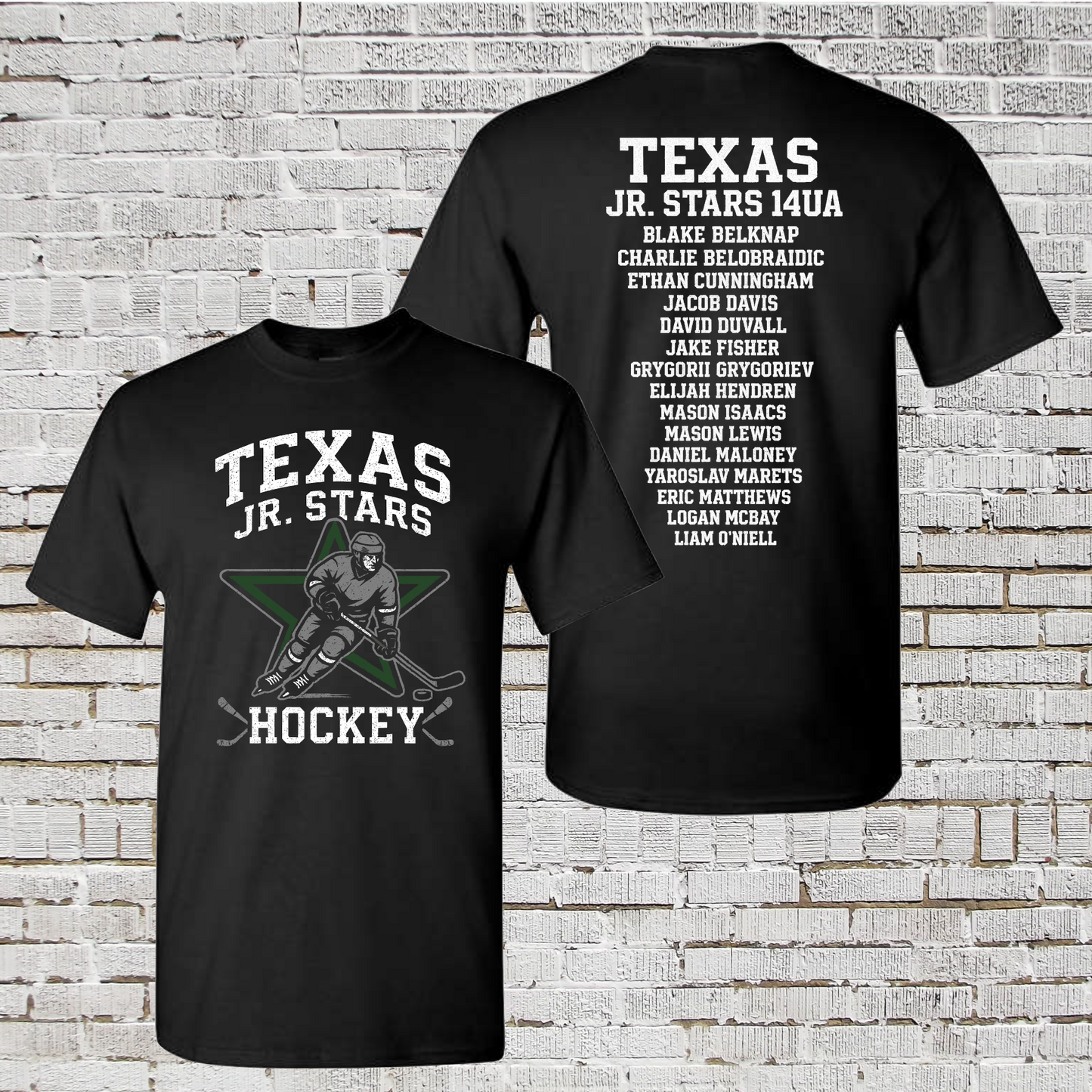 Texas Junior Stars Roster Shirt, Black 14A Roster Shirt, Hockey Team Shirt