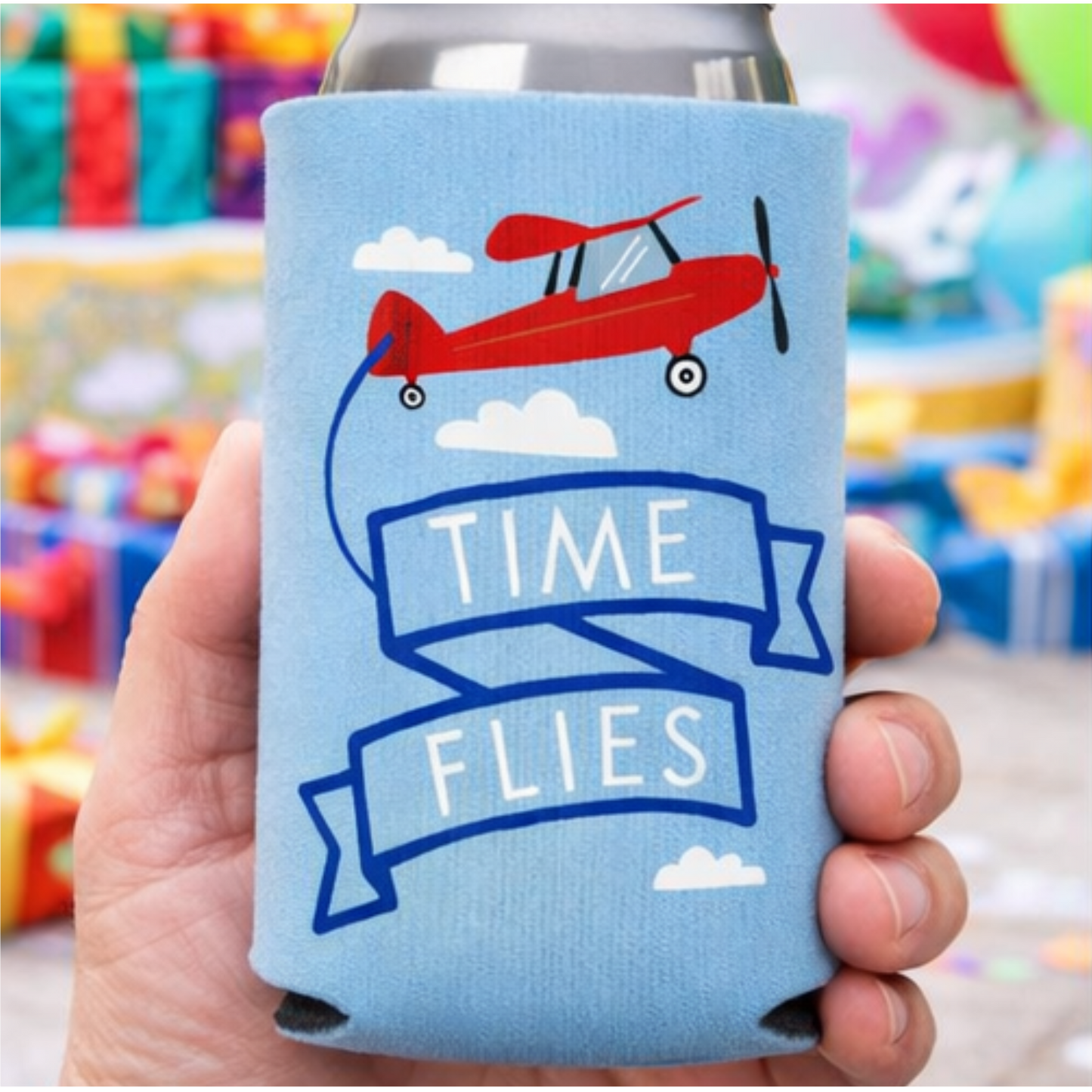 Vintage Airplane Birthday Favor: Personalized Kids' Party Can Cooler Time Flies
