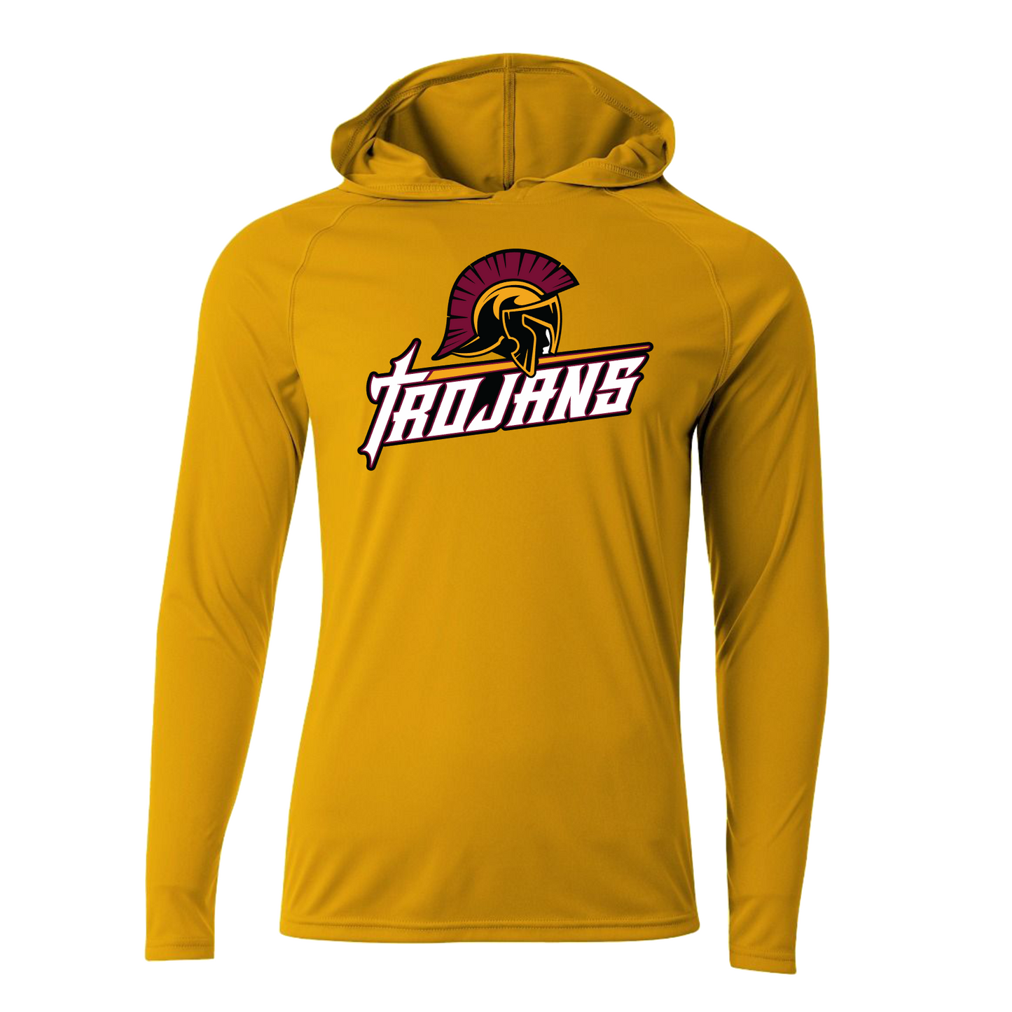 Long Sleeve Hoodie Trojans Baseball Tee, Trojans Hooded Tee, Trojans Baseball Tshirt